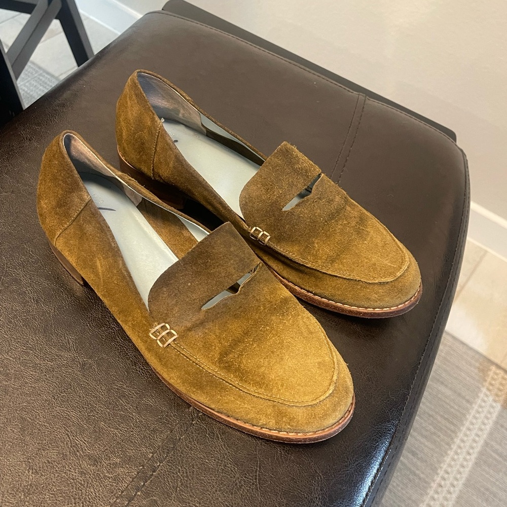 Frances Valentine Penny Loafers Suede Leather Slip On Cutout Vamp Flats 8.5 B